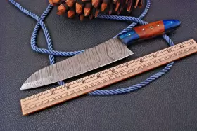 1890 DAMASCUS Handmade Forged Steel Chef Knife Kitchen Wood #2