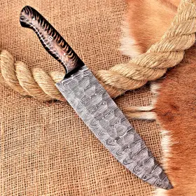 2948 DAMASCUS Handmade Steel Chef Knife Forged Blade Pinecone