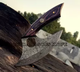 3544 DAMASCUS Forged Handmade Alaskan Ulu Knife Steel #2