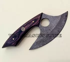 3544 DAMASCUS Forged Handmade Alaskan Ulu Knife Steel #3