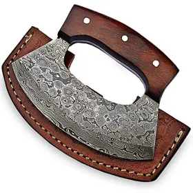 767908946402 DAMASCUS Knives Alaskan Ulu Mezzaluna Knife