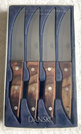 732316408545 DANSK Master Set Steak Knives Tang Pakka Wood