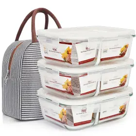 B0BXB8KKP7 DAS TRUST Glass Meal Containers Insulated Lunch