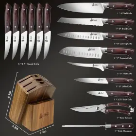 714757570050 DDF IOHEF Kitchen Knife Set Block Japane #2