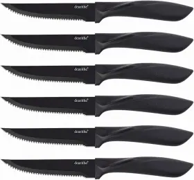 313109013070 DEARITHE Steak Knives Set Serrated Steel Sharp