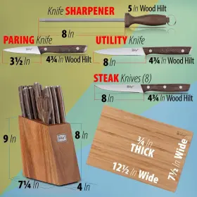 840133923551 DECO CHEF Kitchen Knife Set Steel Wood Handles #3
