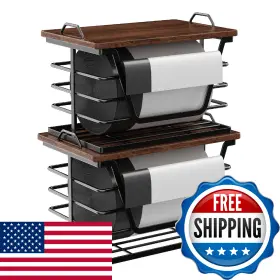 B0FJFFHN21 DEMEGA Pack Stackable Trash Bag Holders Wood Top