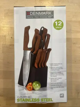 TTU-35171 DENMARK Steel Cutlery Knife Set Wood Block