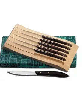 965S-6 DEXTER-RUSSELL Set Serrated Steak Knives Rosewood Box