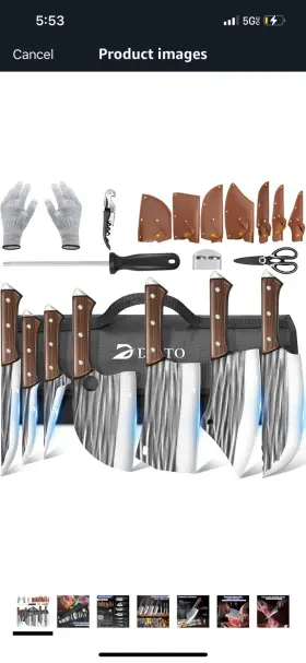 975304607726 DFITO Butcher Knife Set Roll Bag Chef Fo