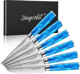 NPD-2 DINGERKIT Steak Knives Set Serrated Damascus Steel
