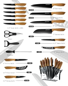 689718908992 DOCKORIO Kitchen Knife Set Block High Carbon #3