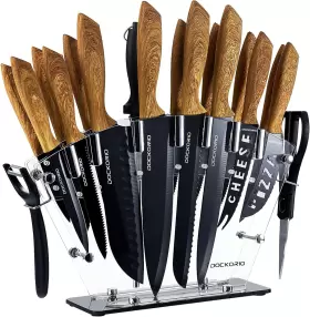 689718908992 DOCKORIO Kitchen Knife Set Block High Carbon