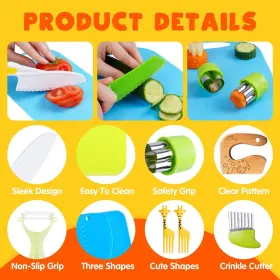 741421851269 DOIAZ Kids Safe Knife Set Toddlers Cooking Tools #2