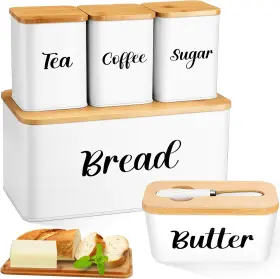 445002888813 DOMENSI Bread Box Ceramic Butter Dish Airtight