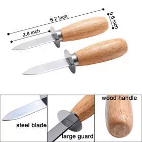726673019018 DOMG Oyster Knife Shucker Set Wood Handle #3