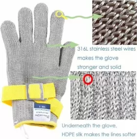 712971376434 DOWELLIFE Level Glove Food Steel Mesh #2