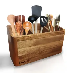 B0BS9YZX8Y DSTUFF Acacia Wood Kitchen Utensil Holder