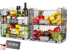 B0C2BTYDK1 DXLAC Stackable Pantry Baskets Kitchen Storage