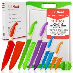 046728710555 EATNEAT Knife Cutting Board Set Colorful Stick