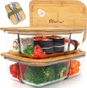 B0C4494JY4 ECOPREPS Glass Bento Box Containers Lids
