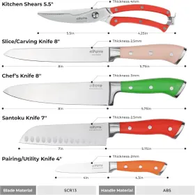 5PCS ELIHOME Kitchen Knife Set Steel Ultra Sharp #2