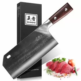 735280985586 ENOKING Cleaver Knife Serbian Chef Forged Meat