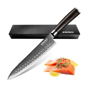 CKS-D002-C ENOWO Damascus Chef Knife Clad Dimple Razor Sharp