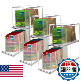 B0DYP5VJL4 ETTRICK Stackable Acrylic Tea Bag Organizer Drawer