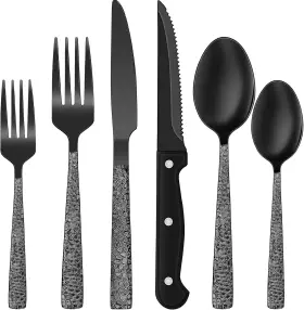 XIKE-0053US EWFEN Hammered Silverware Set Steel Square