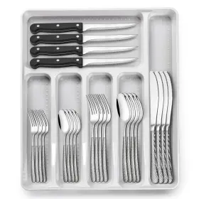 XIKE-0096US EWFEN Hammered Silverware Set Organizer Steel