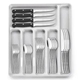 XIKE-0097US EWFEN Hammered Silverware Set Organizer Steel
