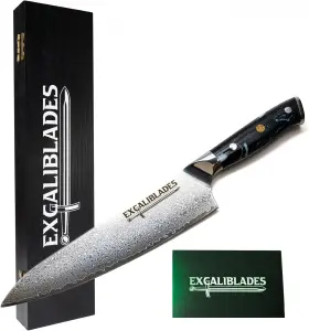 DMS-185 EXCALIBLADES Chef Knife Damascus Steel Razor Sharp