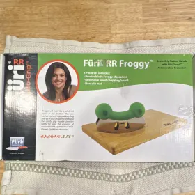 FUR186 F-RI Froggy Double Blade Mezzaluna Set Wood Board Slip