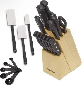 045908037918 FARBERWARE Knife Block Set Kitchen Steel Cutlery