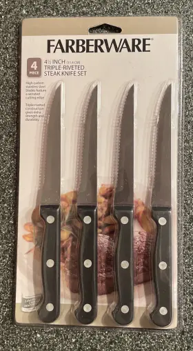 045908048709 FARBERWARE Triple Riveted Steak Knife Set Steel