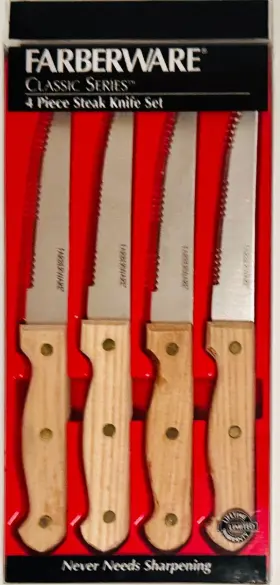 FNW4SKBOX FARBERWARE Steel Wood Handle Steak Knife Set