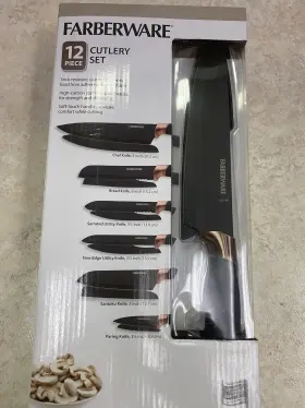 1907688 FARBERWARE Knife Set Chef Bread Utility Santoku Blade