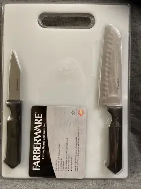 5038410 FARBERWARE Knives Cutting Board Paring Santoku Set