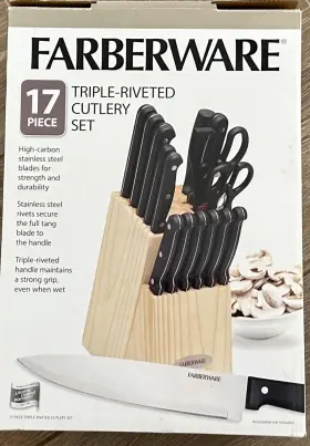 5099718 FARBERWARE Cutlery Set Triple Riveted Block Cutting