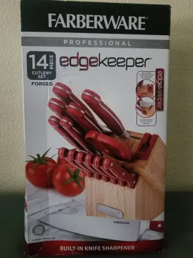 5200298 FARBERWARE Knife Set Edgekeeper Steel Cutlery Wood