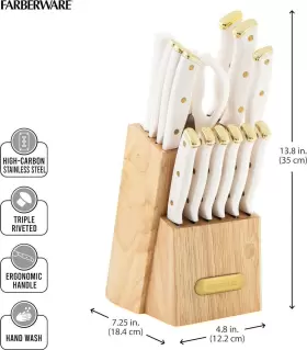 792542610266 FARBERWARE Triple Riveted Knife Block Set High #3