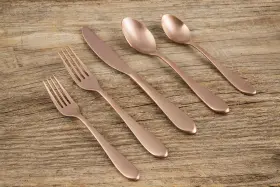 719978838538 FIESTA Maraca Copper Flatware Set Service #3