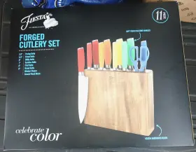 719978844492 FIESTA Forged Solid Cutlery Knife Set Wood Block