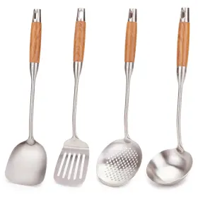 B0D2DB54KR FJNATINH Wok Utensil Set Steel Spatula Ladle