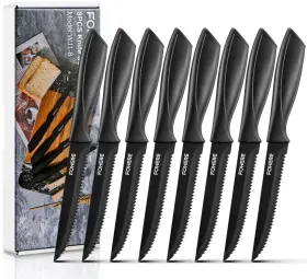 WJ1-8 FOHERE Steak Knives Set Steel Serrated