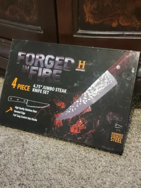 0OOO FORGED IN FIRE History Steak Knife Set Hammered Steel