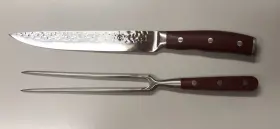 FIF0425 FORGED IN FIRE Steel Carving Knife Fork Set Channel