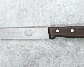 460-14 FORSCHNER Slicing Knife Serrated Blade Wood Handle #3