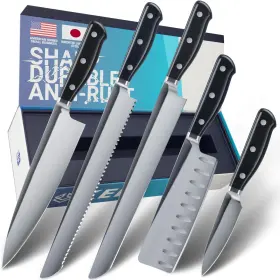 742640536906 FOXEL Chef Knife Set Block Razor Sharp High